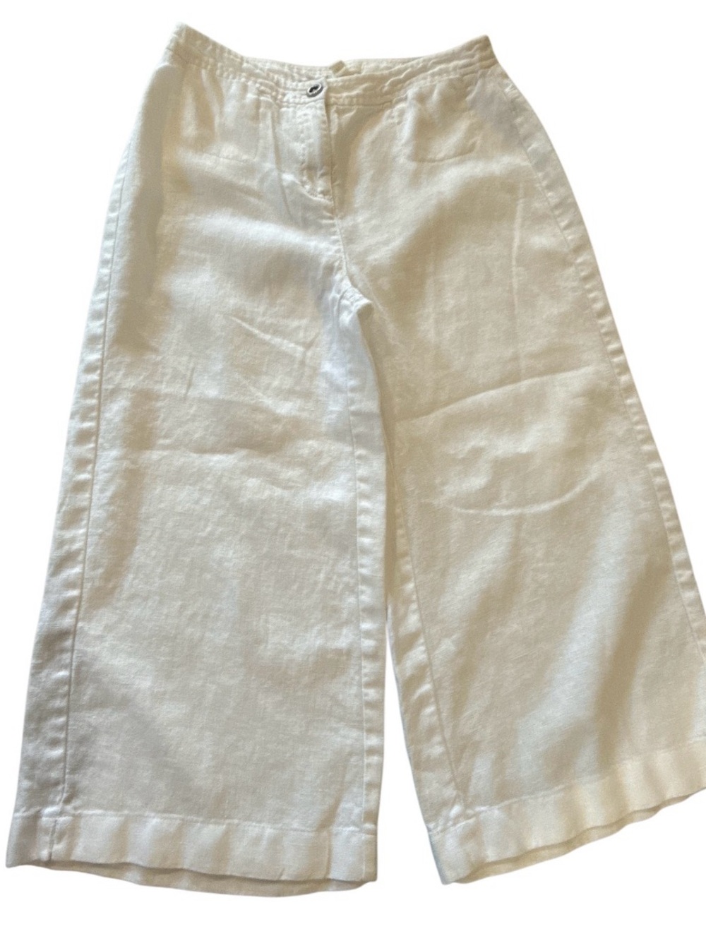 Eileen Fisher white Organic Linen cropped Wide-Leg pants women’s size O